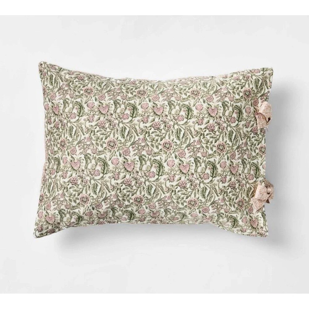 3pc Full/Queen Reversible Floral Comforter Set Pink/Green- Threshold